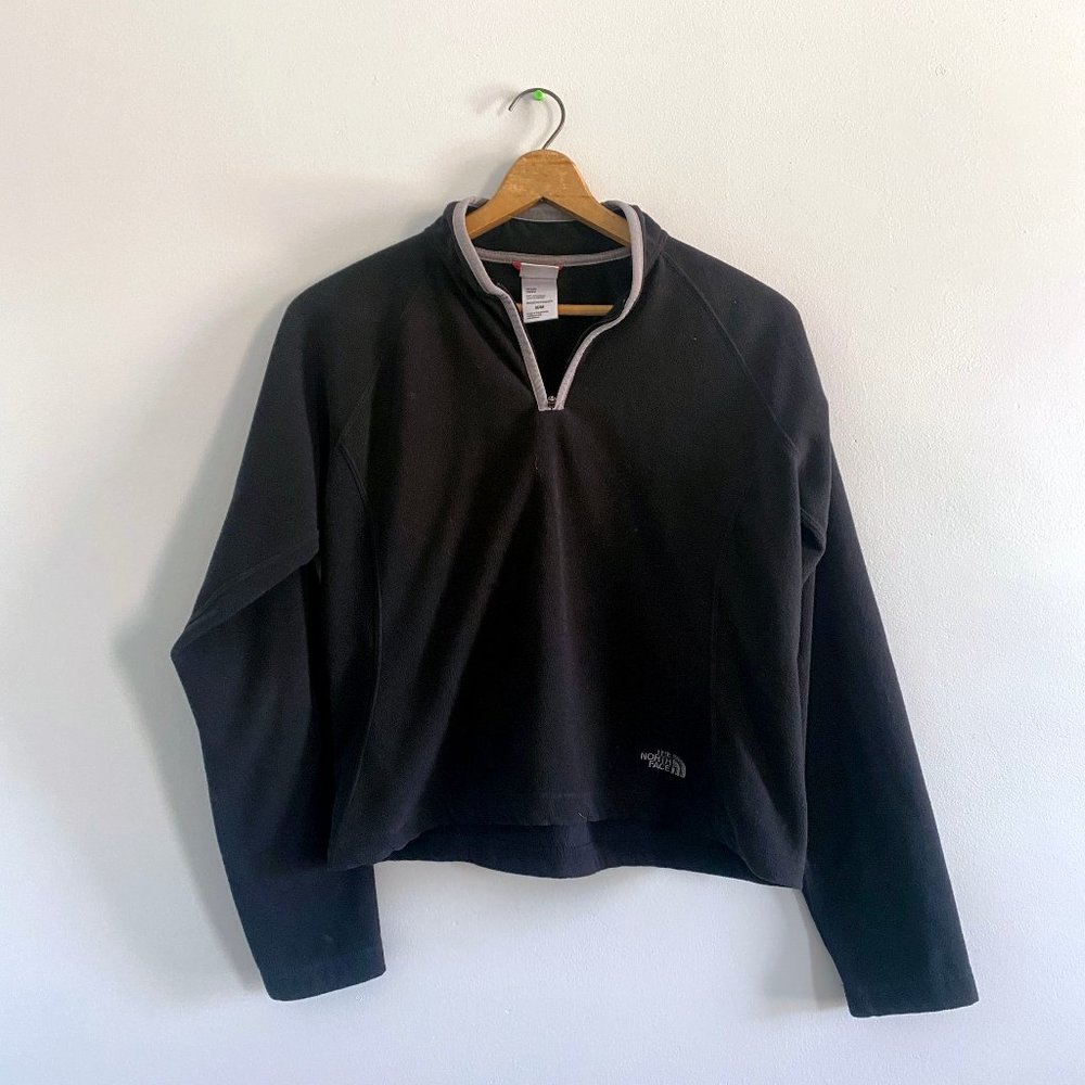 North Face Black Half Zip Cropped Fleece M